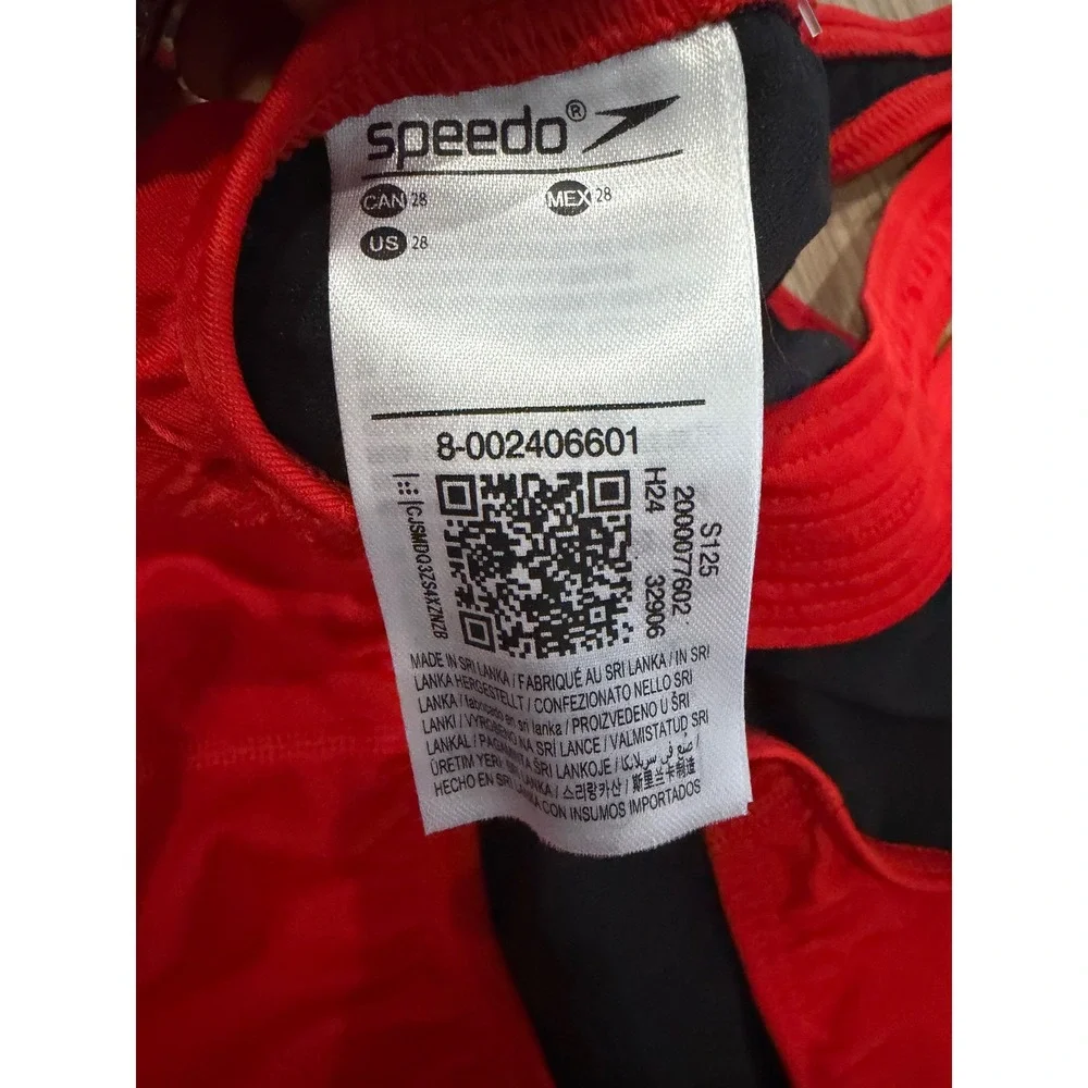 Speedo Womens Red Racerback One Piece Training Swimsuit Size 28 8-002406601